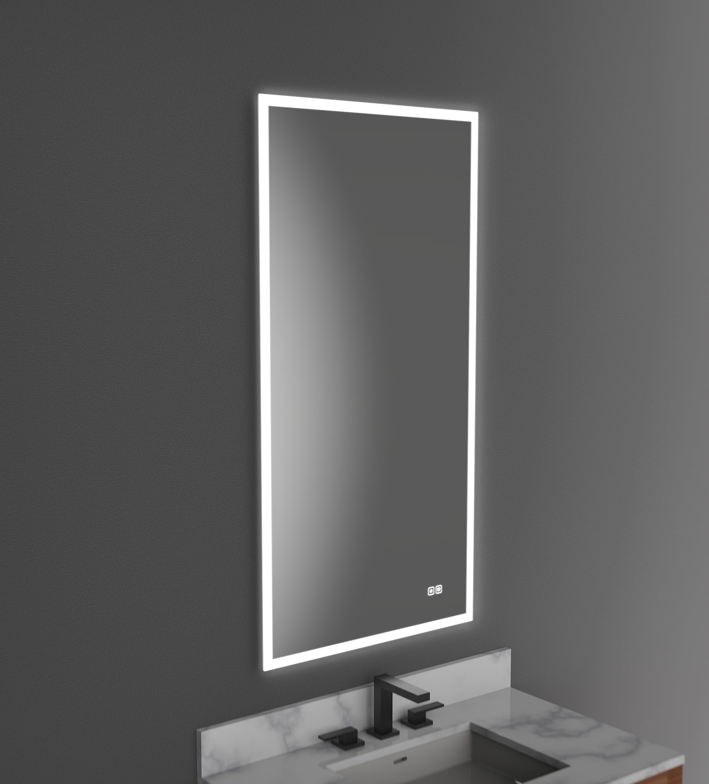 Calm Lighted Slique Mirror, 24" x 30" x 7/8", Rectangular, 2700/3000/4000K Temperature, Deffoger, Dimmable