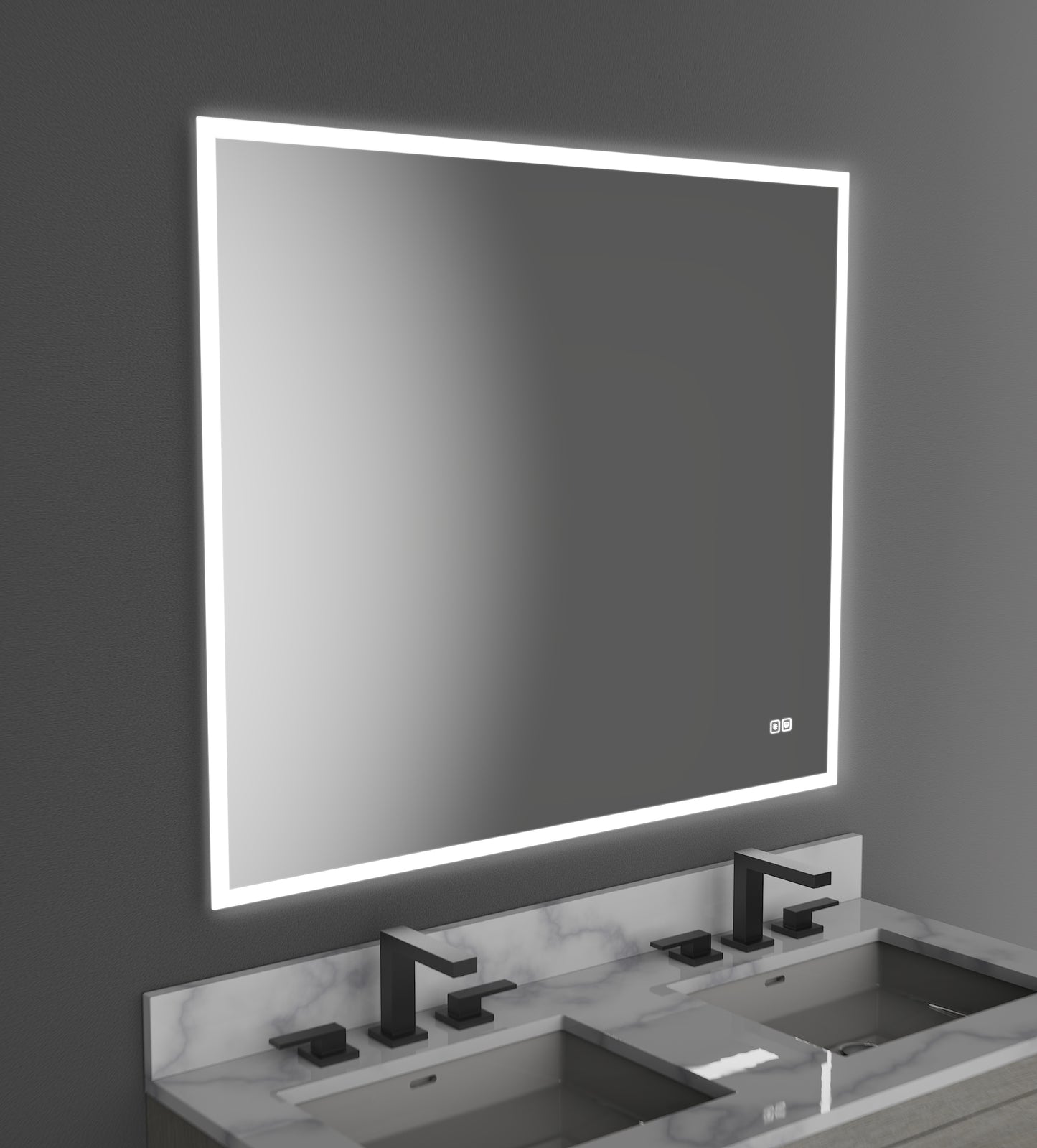 Calm Lighted Slique Mirror, 42" x 30" x 7/8", Rectangular, 2700/3000/4000K Temperature, Deffoger, Dimmable