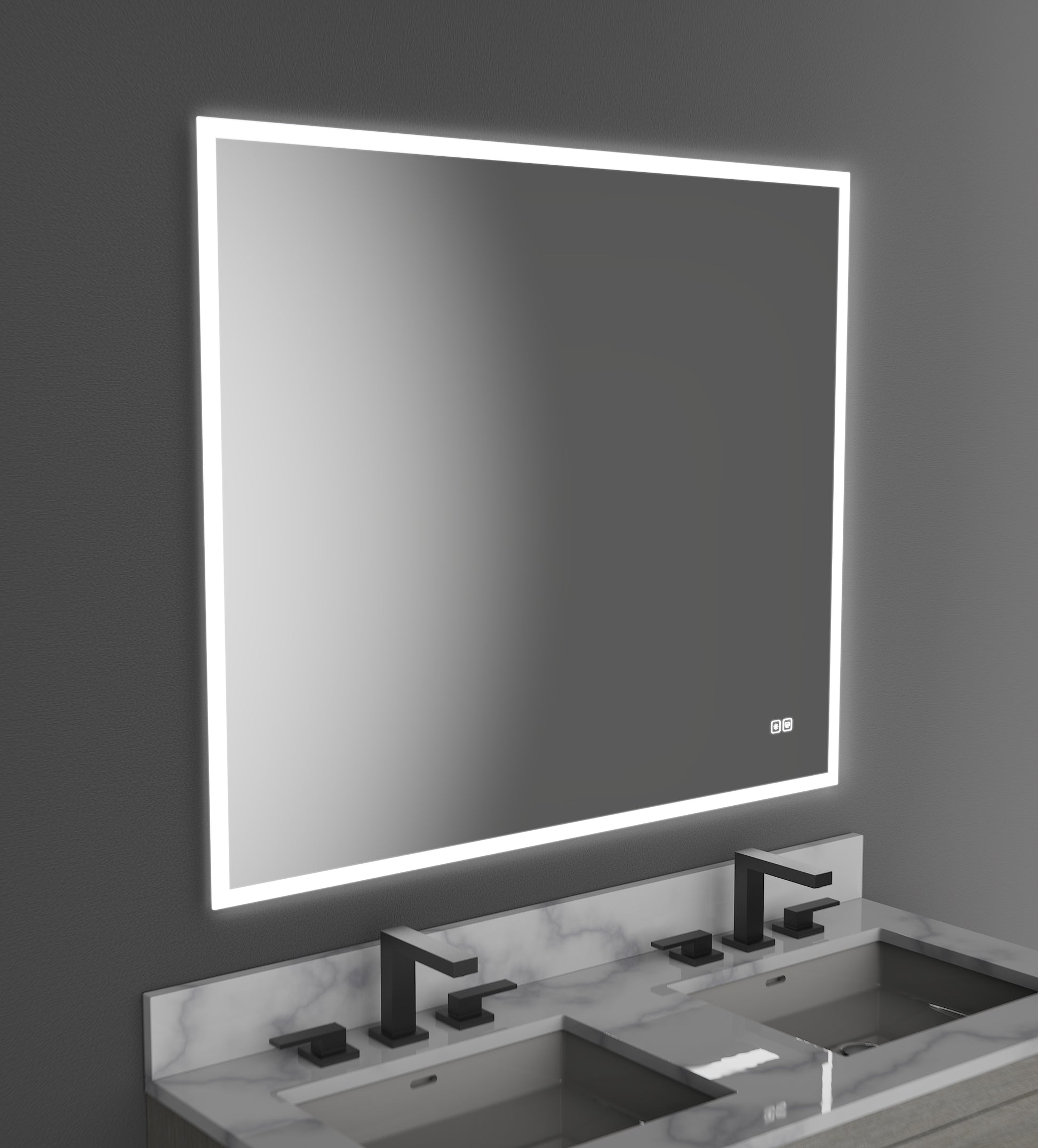 Calm Lighted Slique Mirror, 42" x 30" x 7/8", Rectangular, 2700/3000/4000K Temperature, Deffoger, Dimmable