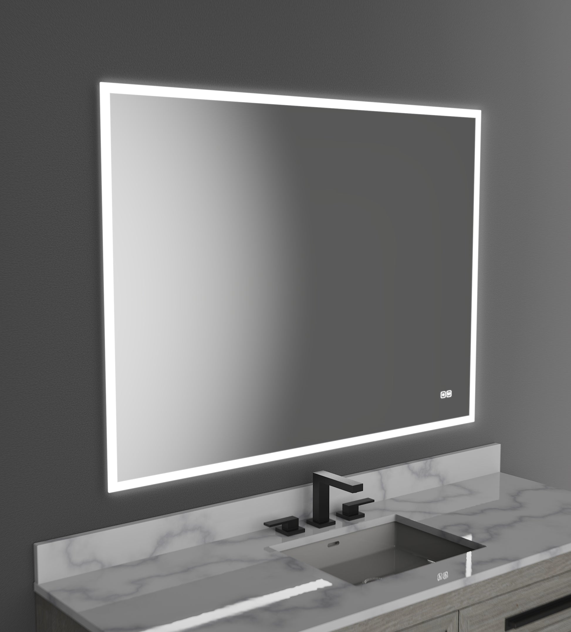Calm Lighted Slique Mirror, 48" x 30" x 7/8", Rectangular, 2700/3000/4000K Temperature, Deffoger, Dimmable