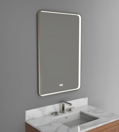 Contour III Lighted Slique Mirror, 22" x 36", Rectangular with rounded edges, 2700/3000/4000K Temperature, Deffoger, Dimmable
