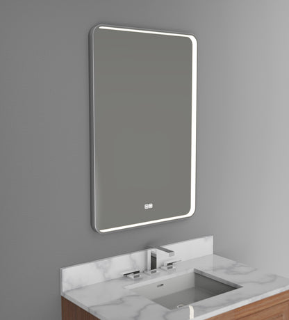 Contour III Lighted Slique Mirror, 22" x 36", Rectangular with rounded edges, 2700/3000/4000K Temperature, Deffoger, Dimmable