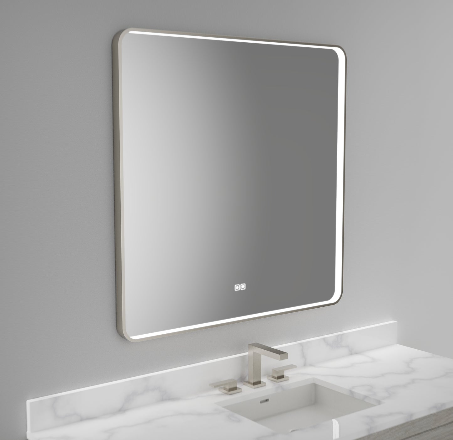 Contour III Lighted Slique Mirror, 22" x 36", Rectangular with rounded edges, 2700/3000/4000K Temperature, Deffoger, Dimmable