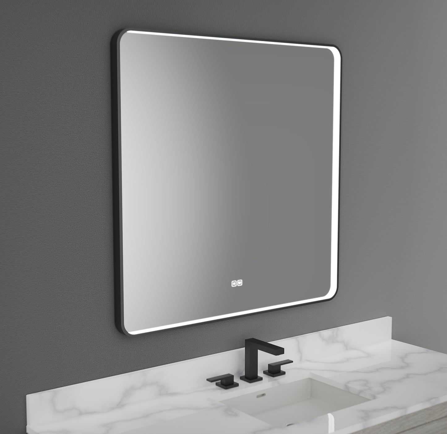 Contour III Lighted Slique Mirror, 22" x 36", Rectangular with rounded edges, 2700/3000/4000K Temperature, Deffoger, Dimmable