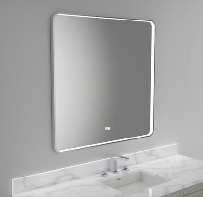 Contour III Lighted Slique Mirror, 22" x 36", Rectangular with rounded edges, 2700/3000/4000K Temperature, Deffoger, Dimmable