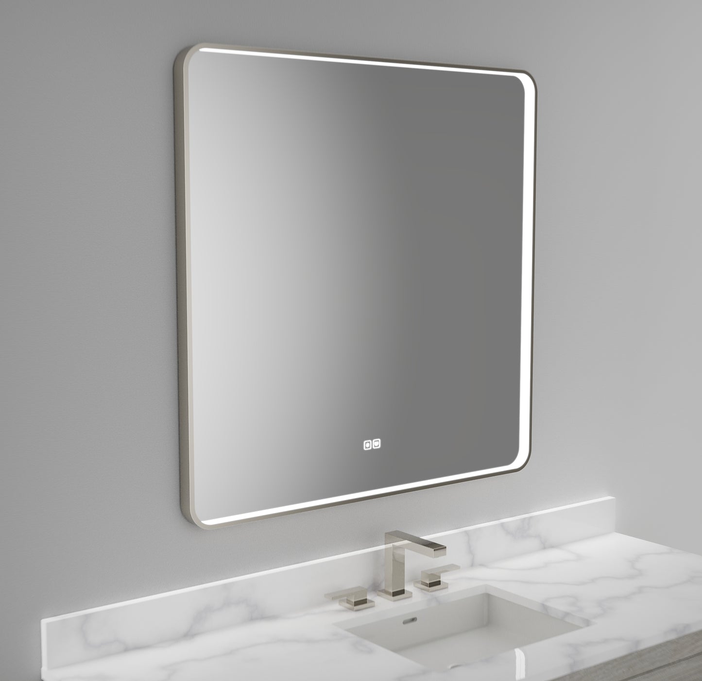 Contour III Lighted Slique Mirror, 22" x 36", Rectangular with rounded edges, 2700/3000/4000K Temperature, Deffoger, Dimmable