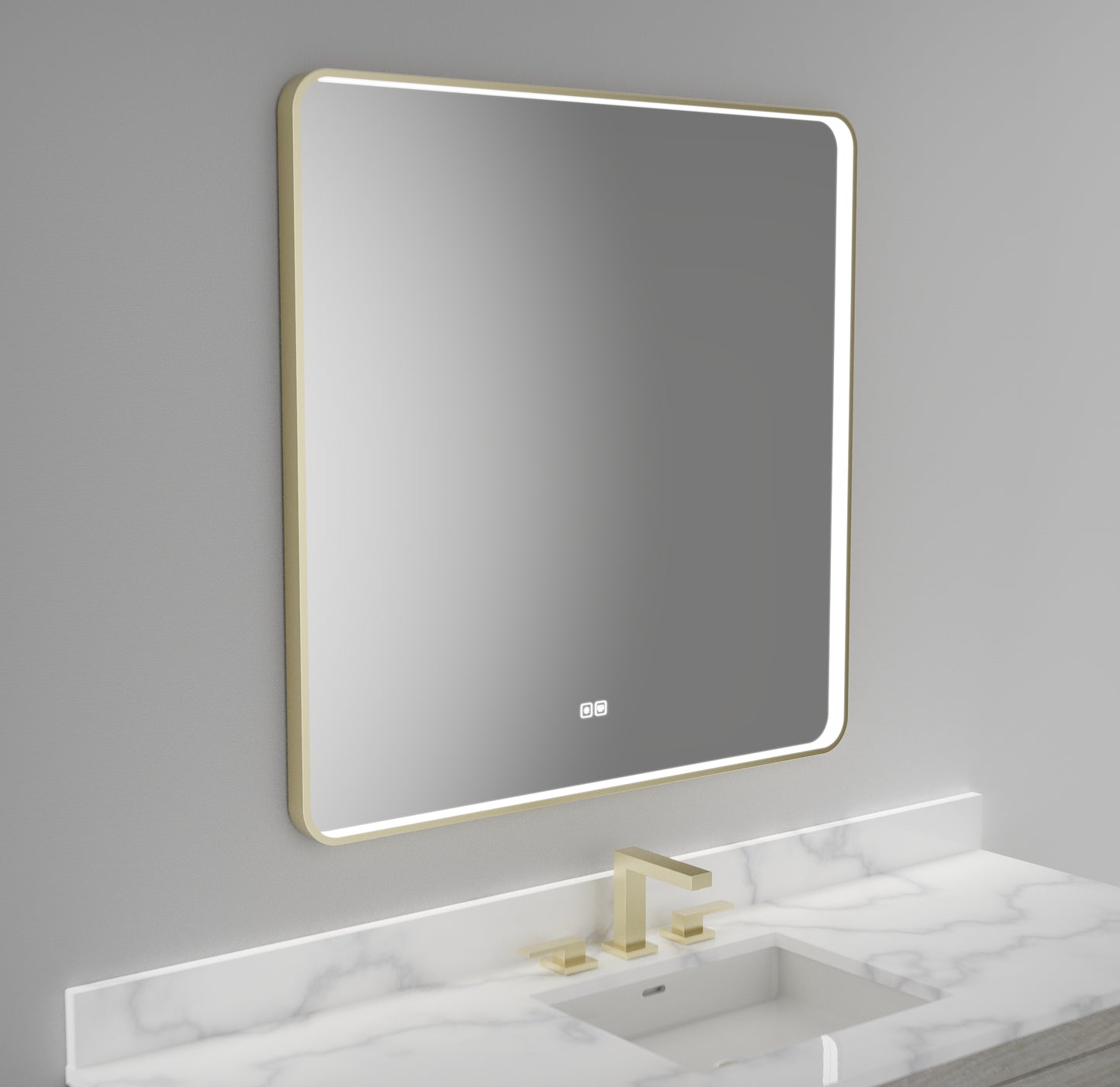 Contour III Lighted Slique Mirror, 22" x 36", Rectangular with rounded edges, 2700/3000/4000K Temperature, Deffoger, Dimmable