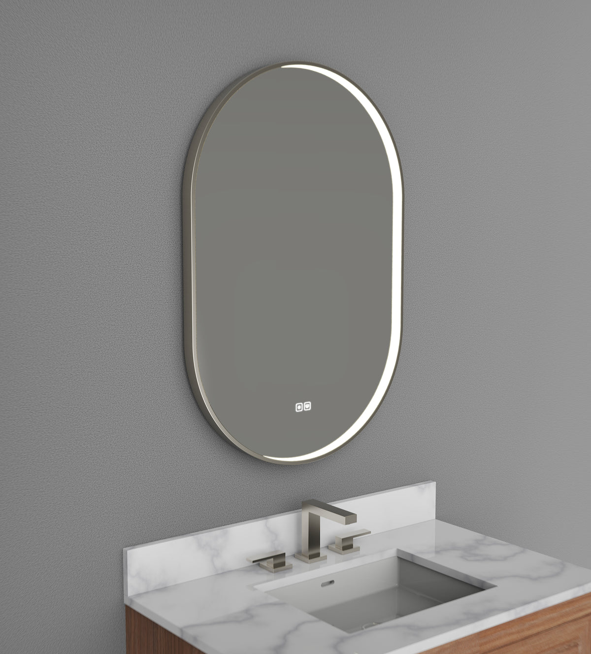 Reflection III Lighted Slique Mirror, 20" x 36", oval, 2700/3000/4000K Temperature, Deffoger, Dimmable