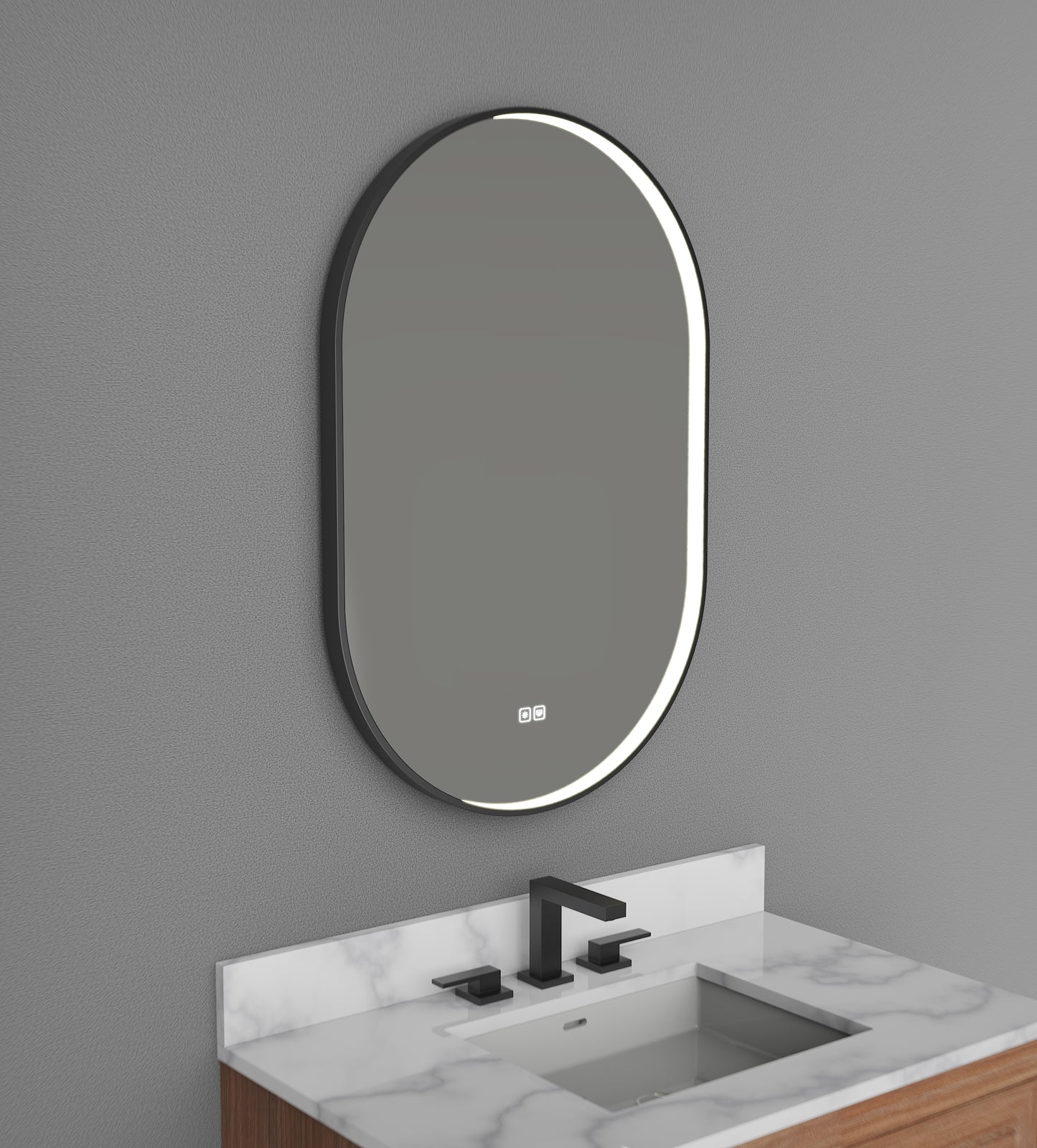 Reflection III Lighted Slique Mirror, 20" x 36", oval, 2700/3000/4000K Temperature, Deffoger, Dimmable