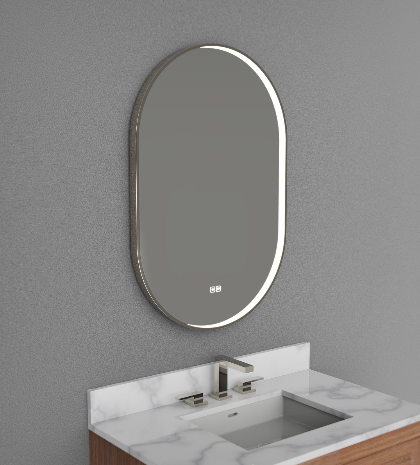 Reflection III Lighted Slique Mirror, 20" x 36", oval, 2700/3000/4000K Temperature, Deffoger, Dimmable