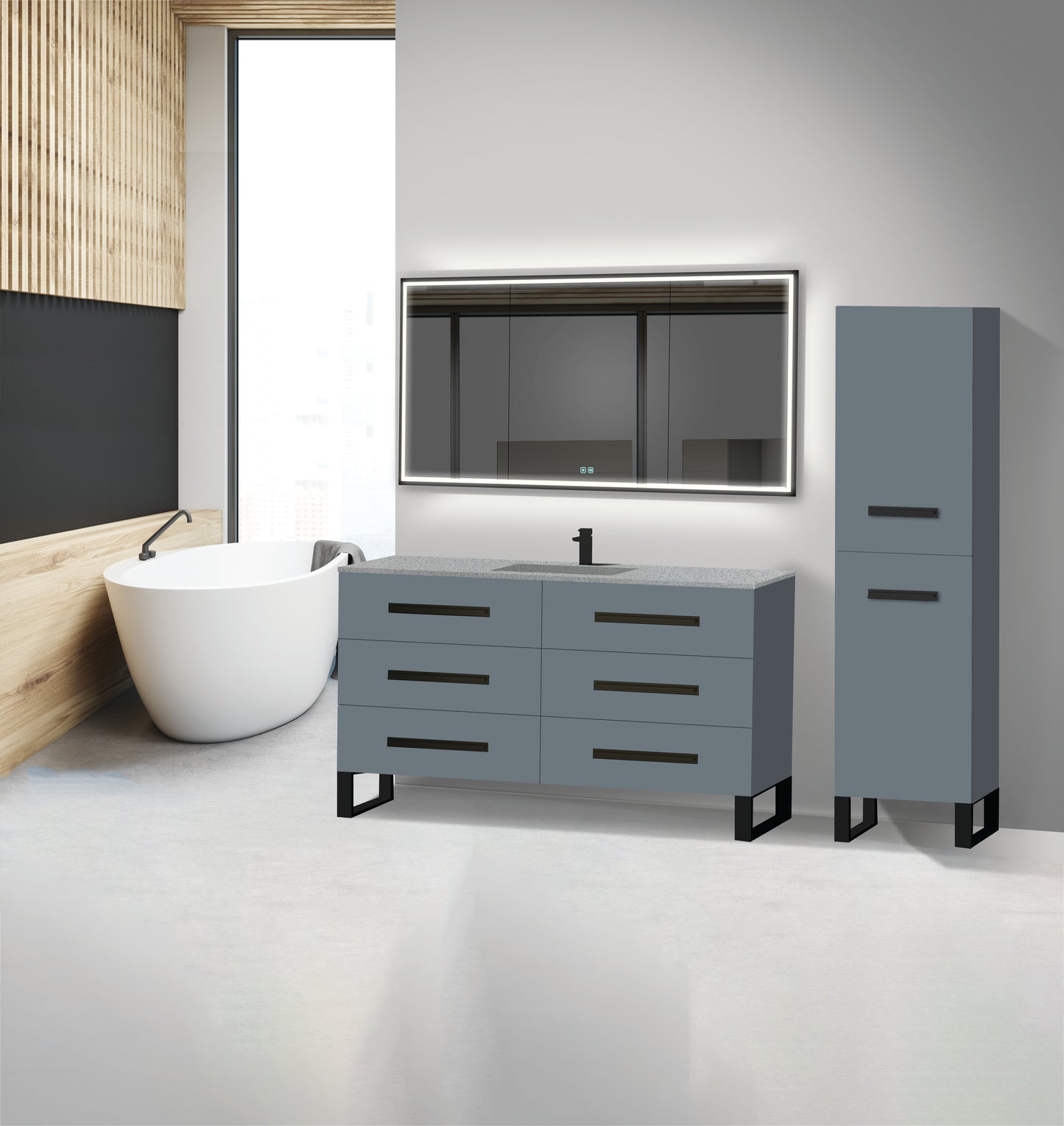 Icon 60C" Free standing Vanity Cabinet with S-Feet