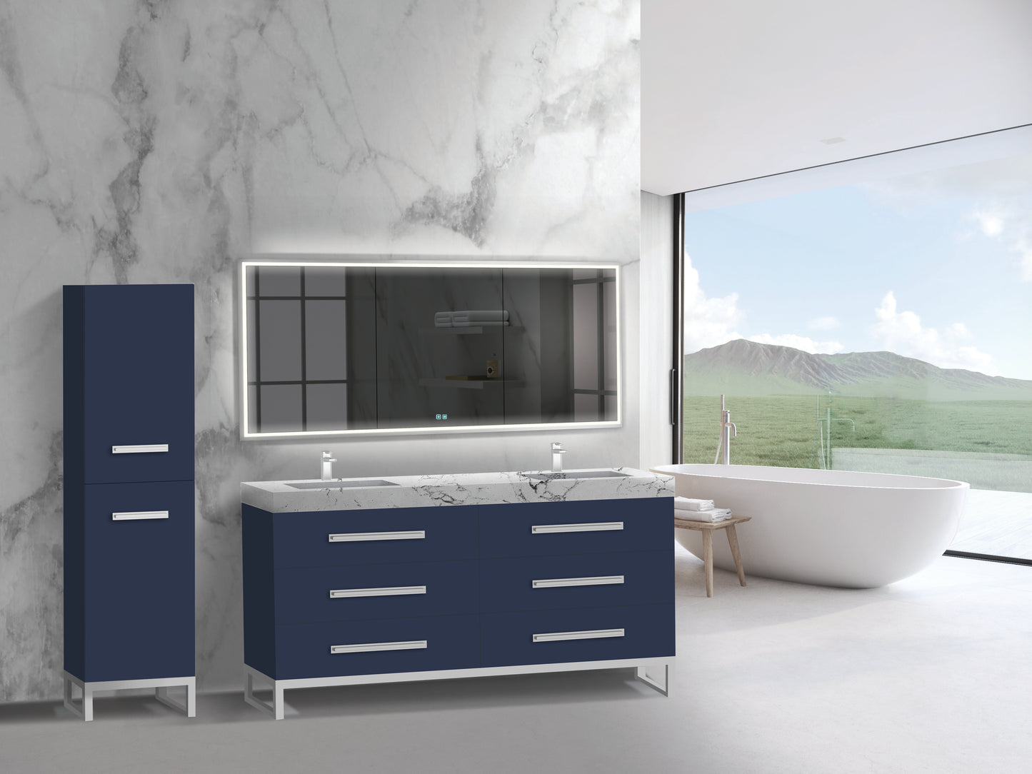 Icon 72D" Free standing Vanity Cabinet with C-Base