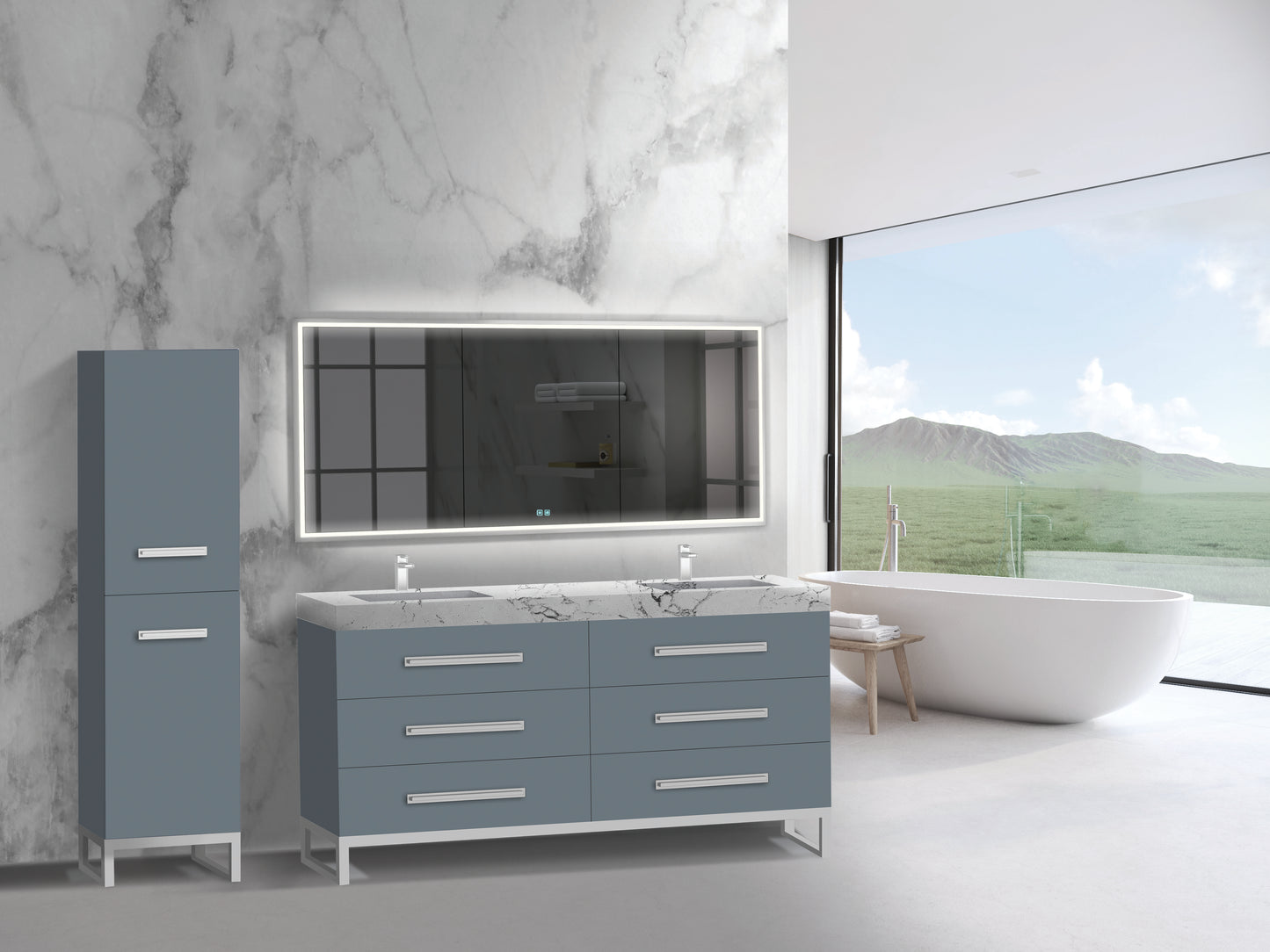 Icon 72D" Free standing Vanity Cabinet with C-Base