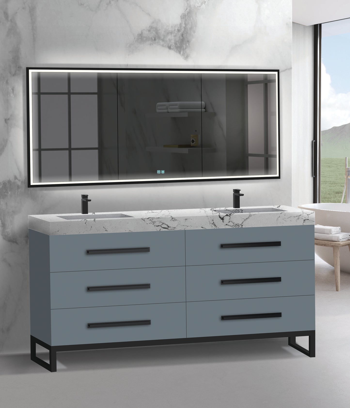 Icon 72D" Free standing Vanity Cabinet with C-Base