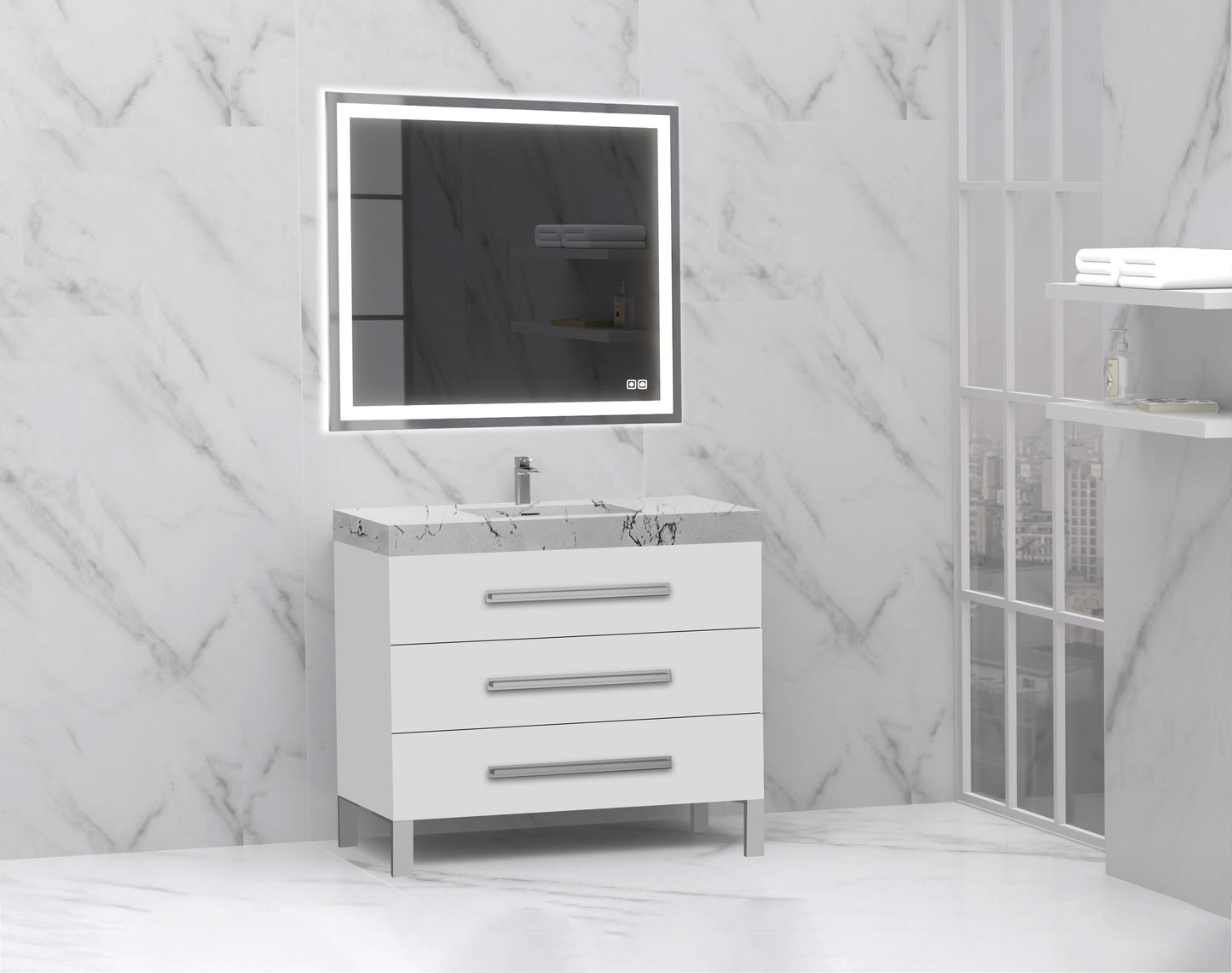Icon 42" Free standing Vanity Cabinet with S-Feet