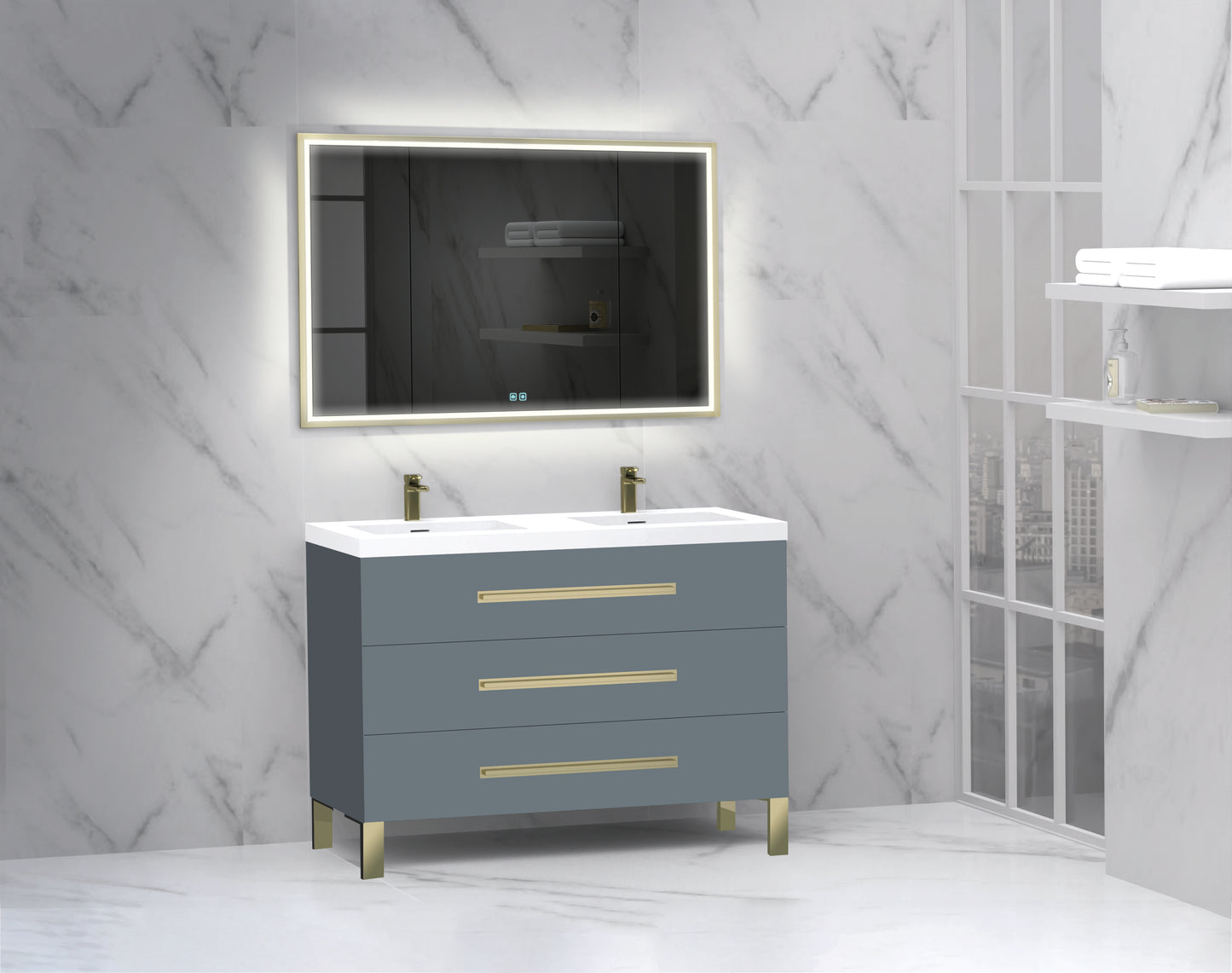 Icon 48D" Free standing Vanity Cabinet with L-Feet