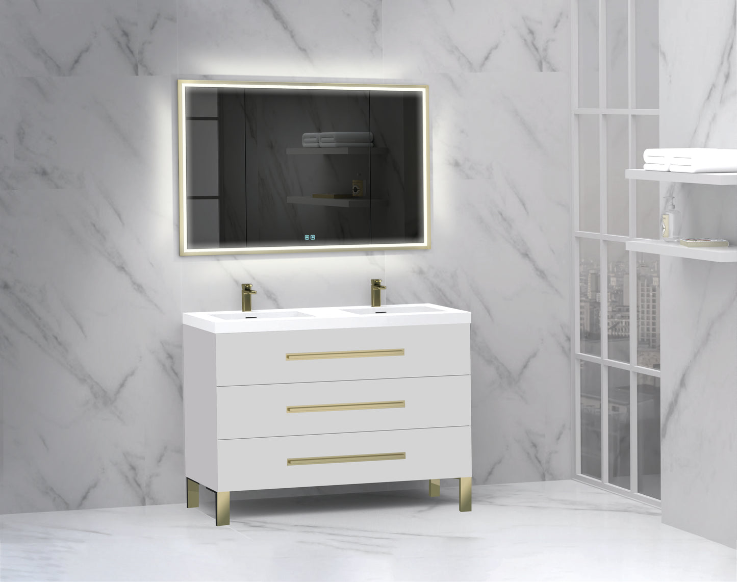 Icon 48D" Free standing Vanity Cabinet with L-Feet