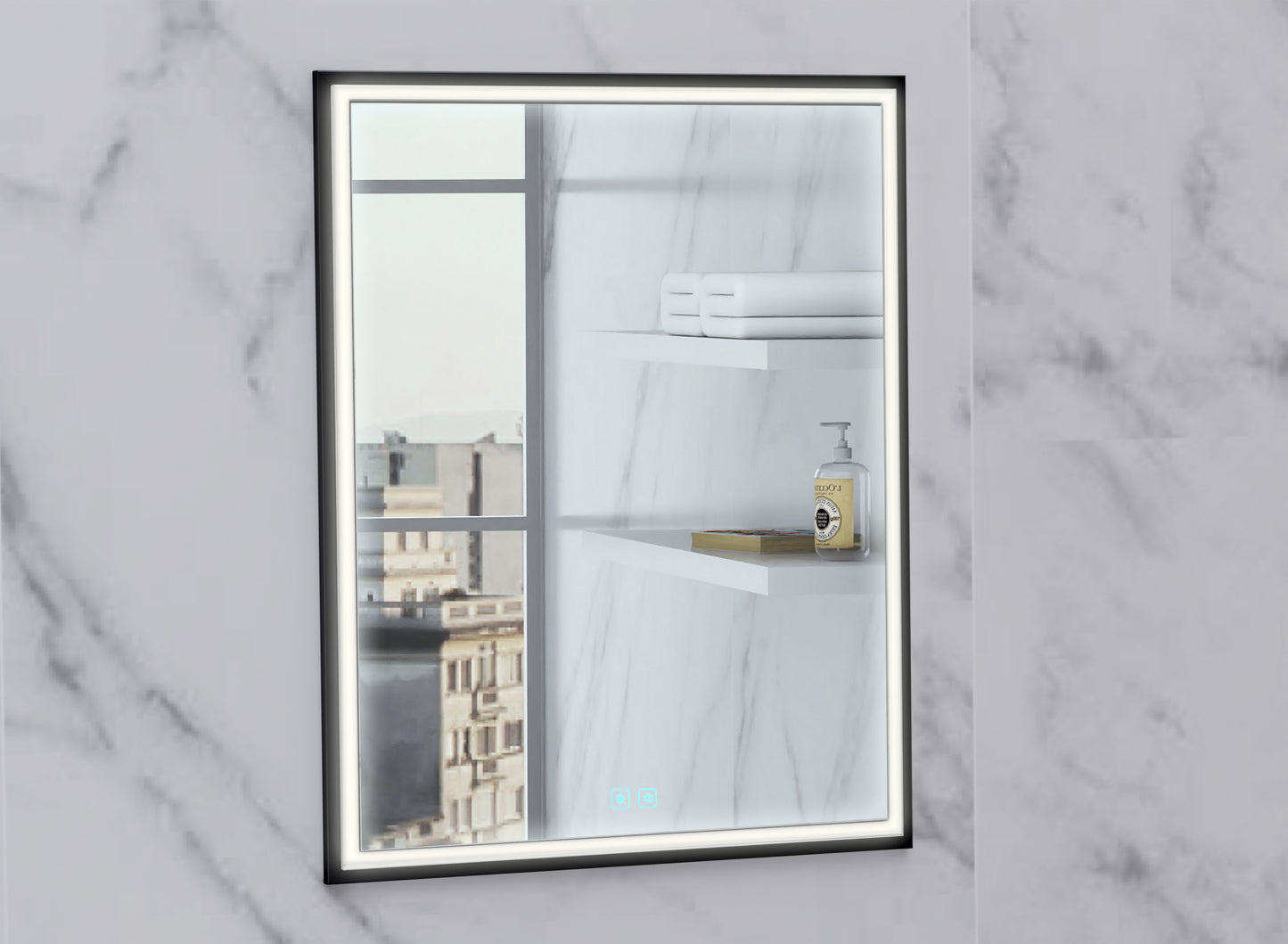 Illusion Lighted Mirrored Cabinet, Recessed Mount, 2700/3000/4000K Temperature, Deffoger, Dimmable, Three-direction Light Diffuser