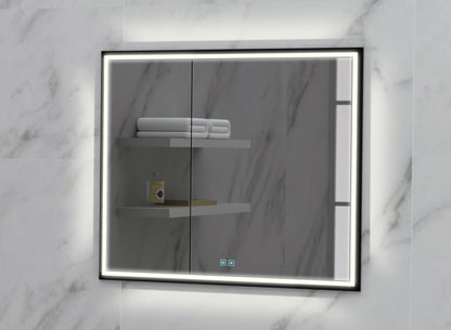 Illusion Lighted Mirrored Cabinet, Recessed Mount, 2700/3000/4000K Temperature, Deffoger, Dimmable, Three-direction Light Diffuser