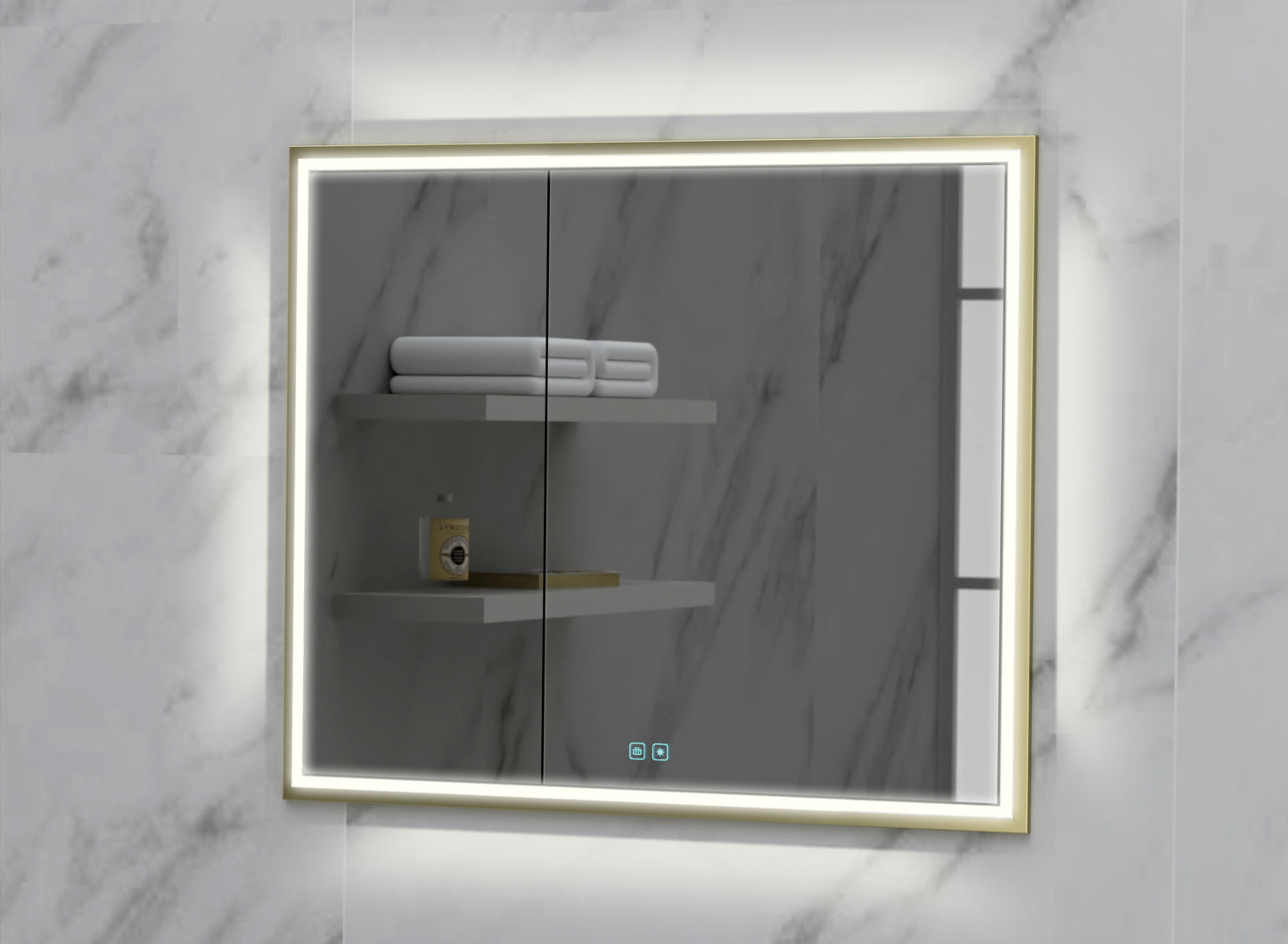 Illusion Lighted Mirrored Cabinet, Recessed Mount, 2700/3000/4000K Temperature, Deffoger, Dimmable, Three-direction Light Diffuser