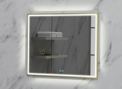 Illusion Lighted Mirrored Cabinet, Recessed Mount, 2700/3000/4000K Temperature, Deffoger, Dimmable, Three-direction Light Diffuser