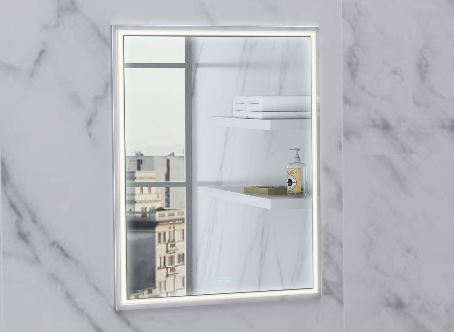 Illusion Lighted Mirrored Cabinet, Recessed Mount, 2700/3000/4000K Temperature, Deffoger, Dimmable, Three-direction Light Diffuser