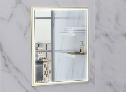 Illusion Lighted Mirrored Cabinet, Recessed Mount, 2700/3000/4000K Temperature, Deffoger, Dimmable, Three-direction Light Diffuser
