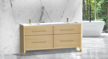 Pinnacle 72D" Free Standing Vanity Cabinet with S-Feet