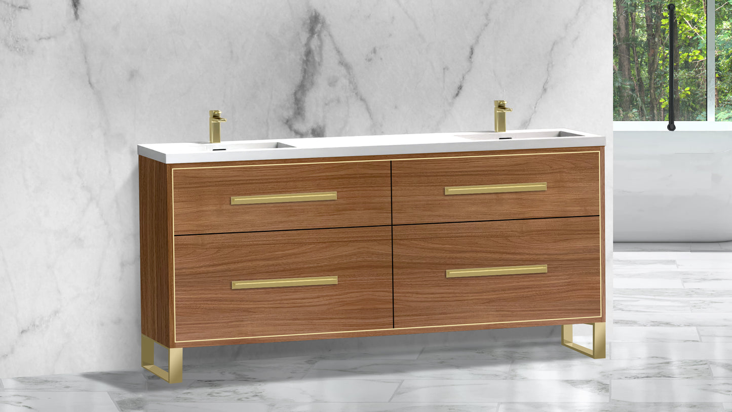 Pinnacle 72D" Free Standing Vanity Cabinet with S-Feet
