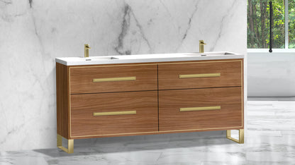Pinnacle 72D" Free Standing Vanity Cabinet with S-Feet