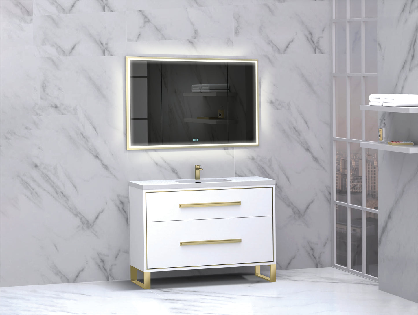 Pinnacle 48C" Free Standing Vanity Cabinet with S-Feet