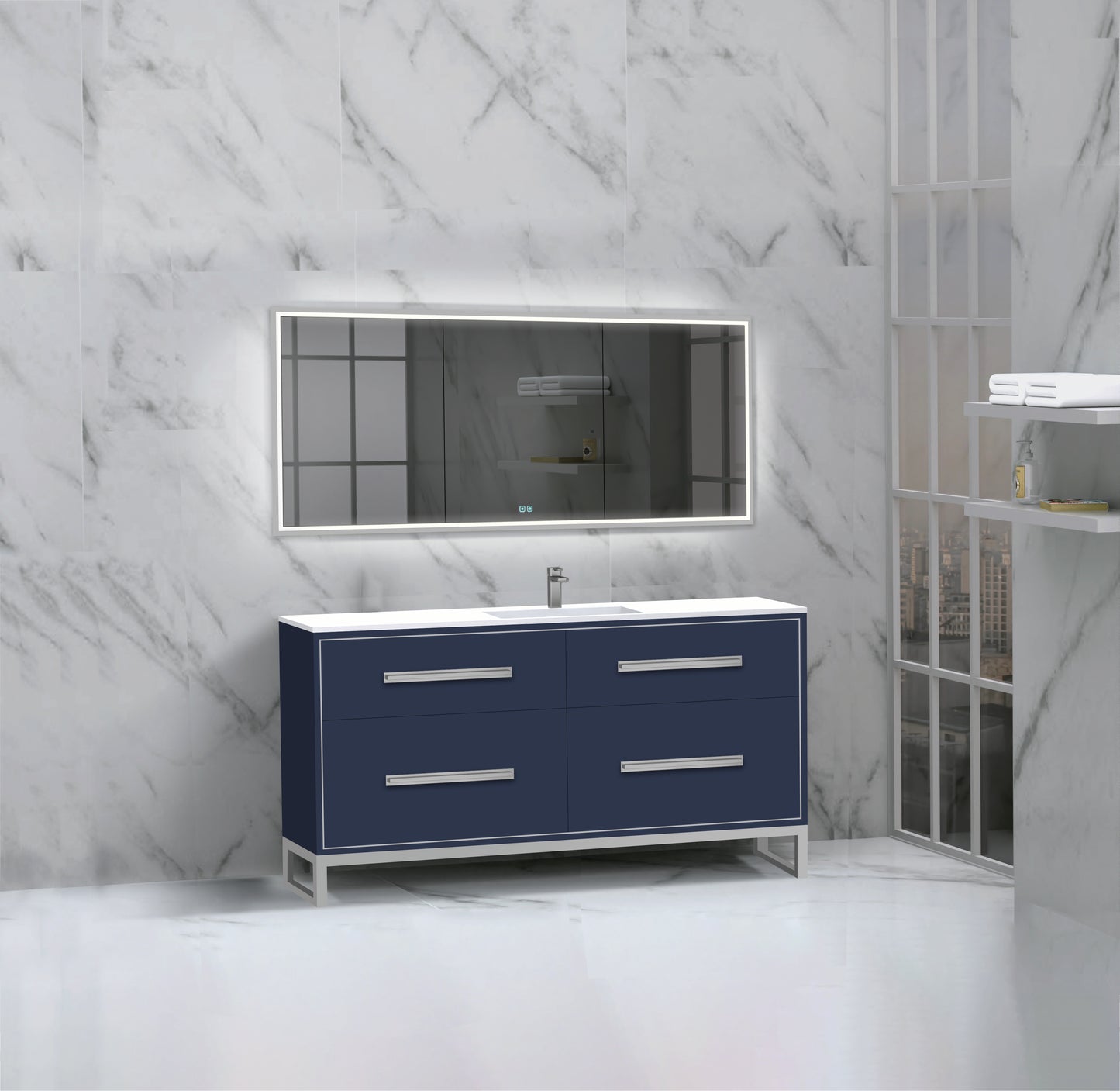 Pinnacle 60C" Free Standing Vanity Cabinet with C-Base