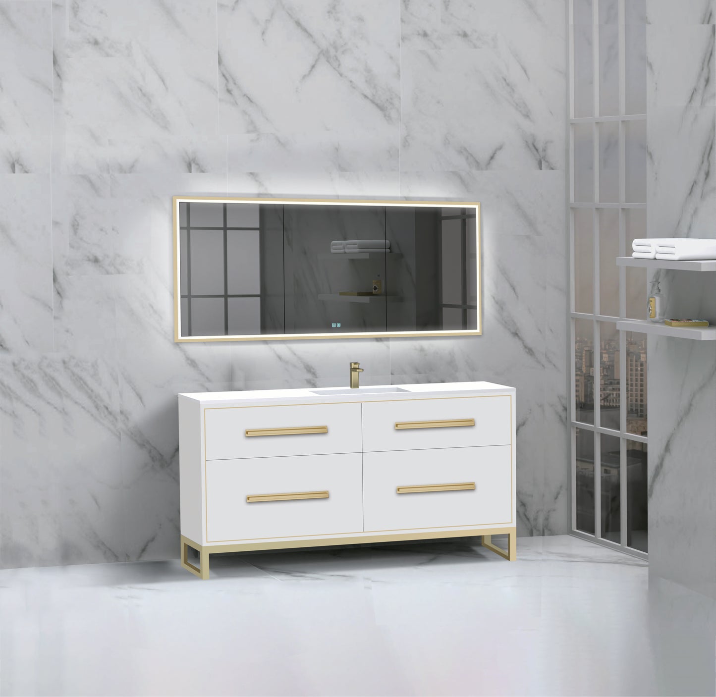 Pinnacle 60C" Free Standing Vanity Cabinet with C-Base
