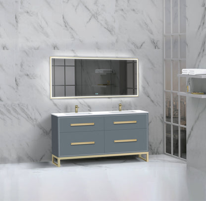 Pinnacle 60D" Free Standing Vanity Cabinet with C-Base