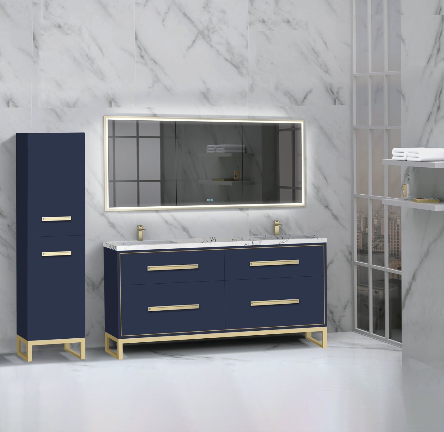Pinnacle 72D" Free Standing Vanity Cabinet with C-Base