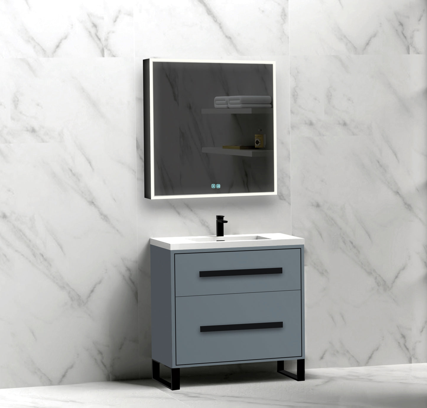 Pinnacle 30" Free Standing Vanity Cabinet with S-Feet