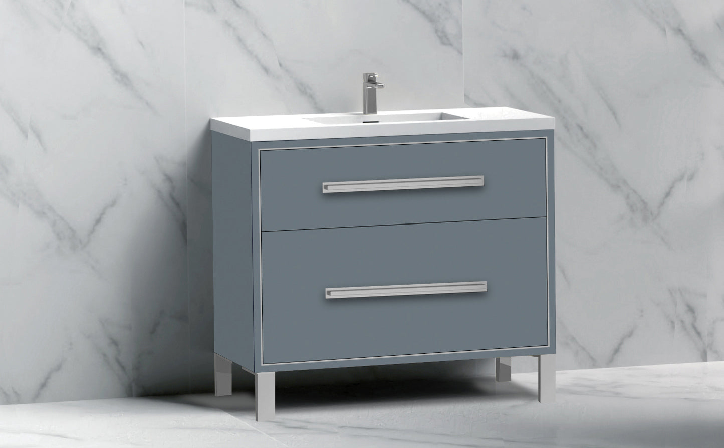 Pinnacle 36" Free Standing Vanity Cabinet with L-Feet
