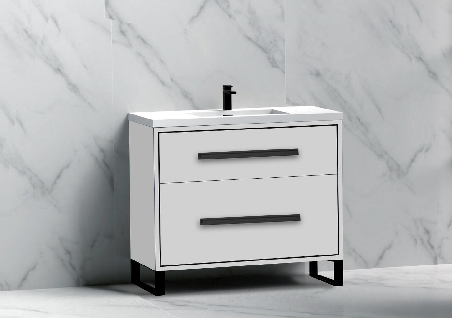 Pinnacle 36" Free Standing Vanity Cabinet with S-Feet