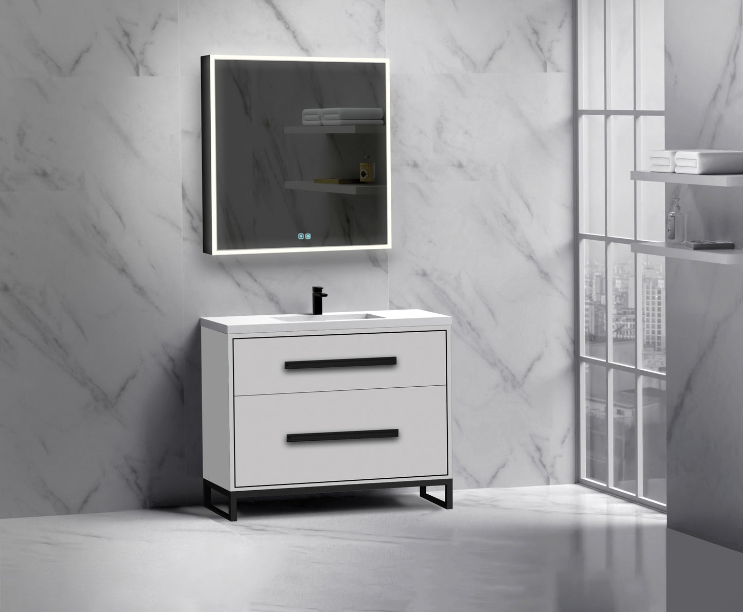 Pinnacle 42" Free Standing Vanity Cabinet with C-Base