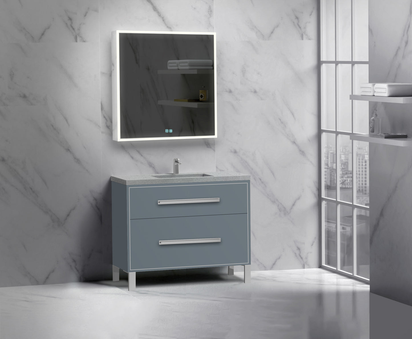 Pinnacle 42" Free Standing Vanity Cabinet with L-Feet