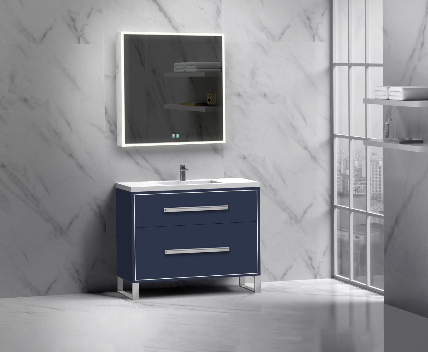 Pinnacle 42" Free Standing Vanity Cabinet with S-Feet