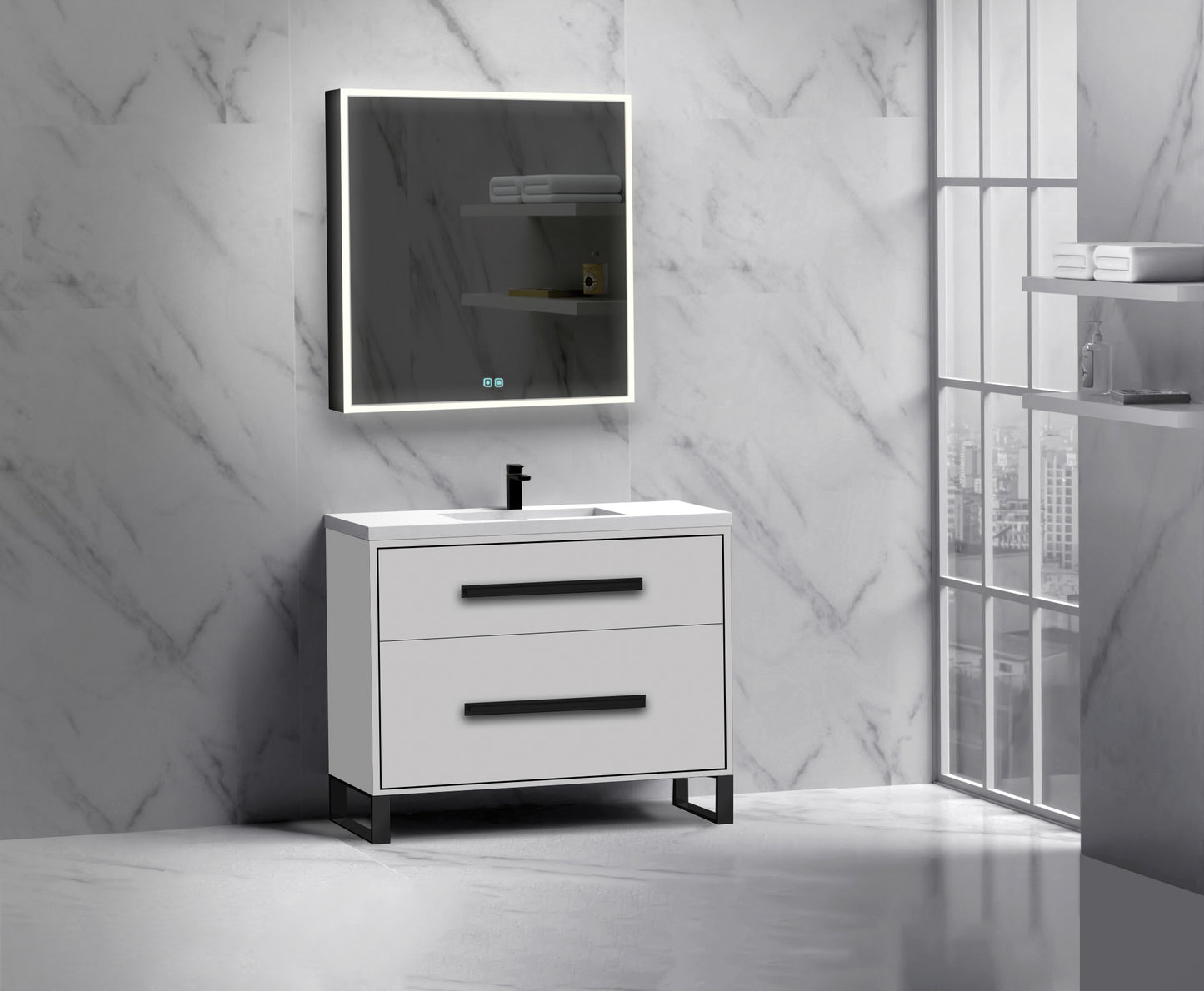 Pinnacle 42" Free Standing Vanity Cabinet with S-Feet