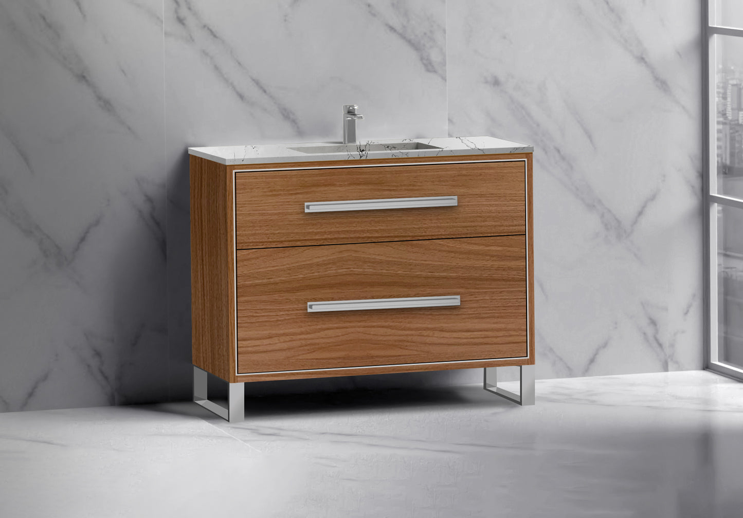 Pinnacle 42" Free Standing Vanity Cabinet with S-Feet