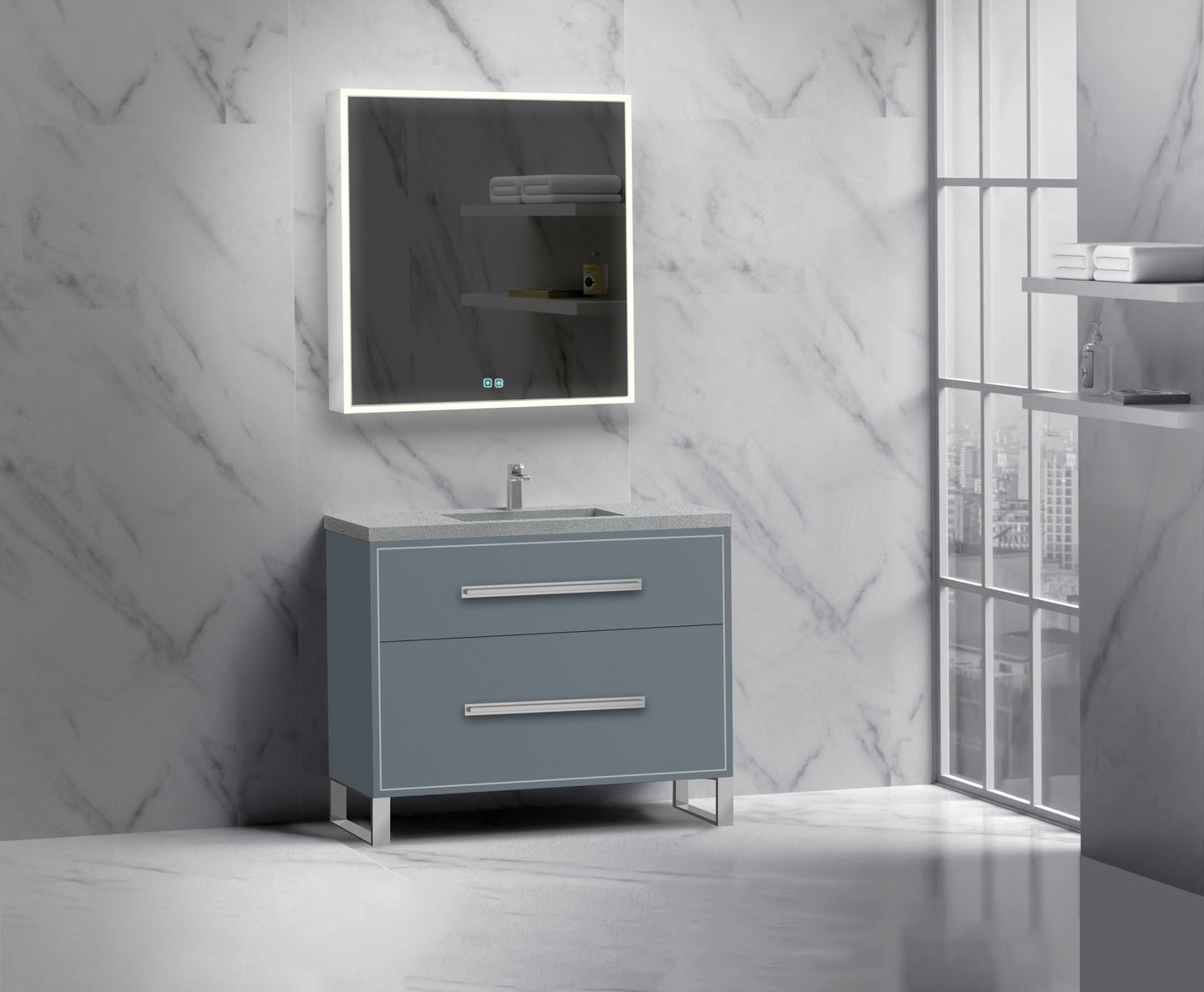 Pinnacle 42" Free Standing Vanity Cabinet with S-Feet