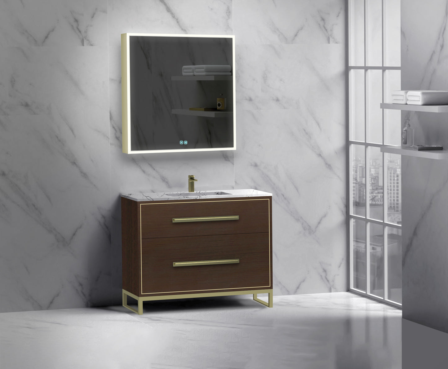 Pinnacle 42" Free Standing Vanity Cabinet with C-Base