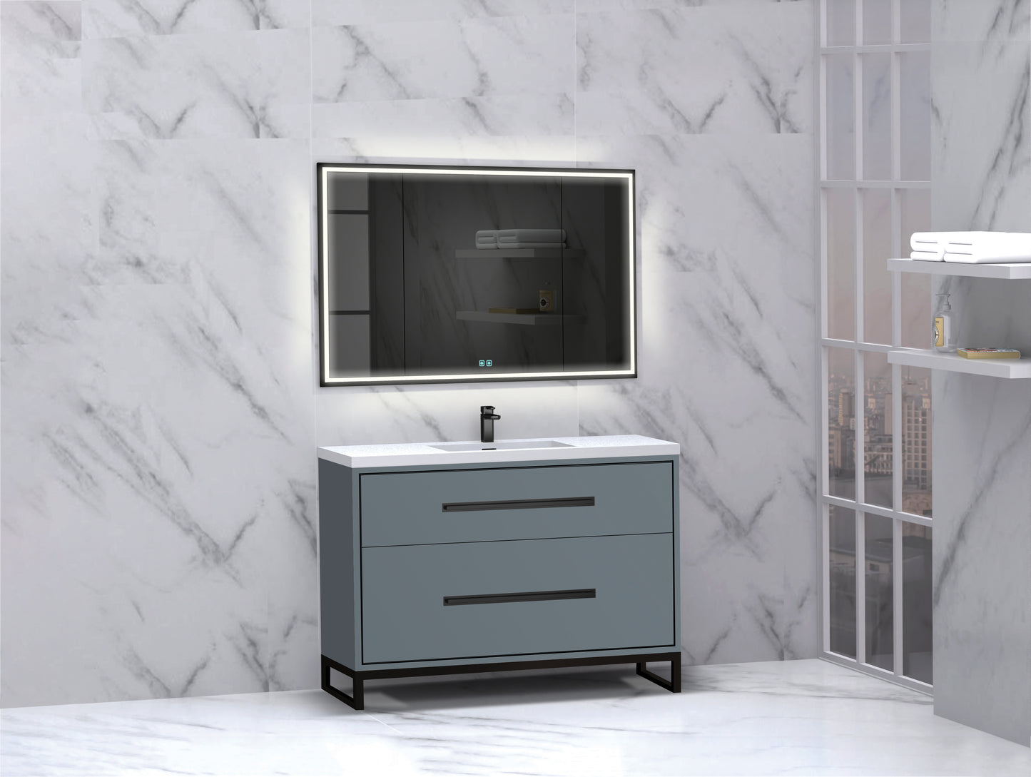 Pinnacle 48C" Free Standing Vanity Cabinet with C-Base