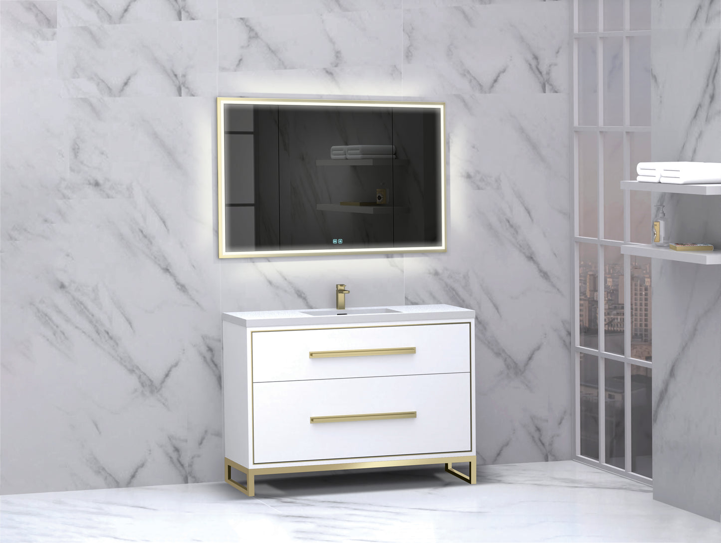 Pinnacle 48C" Free Standing Vanity Cabinet with C-Base