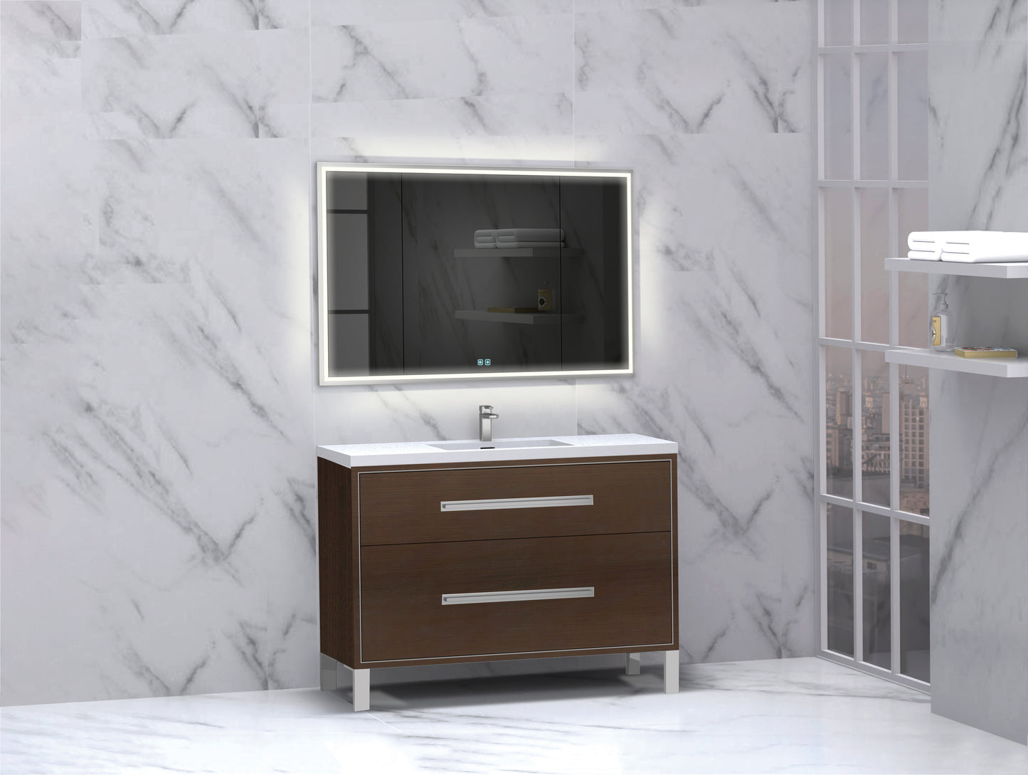 Pinnacle 48C" Free Standing Vanity Cabinet with L-Feet