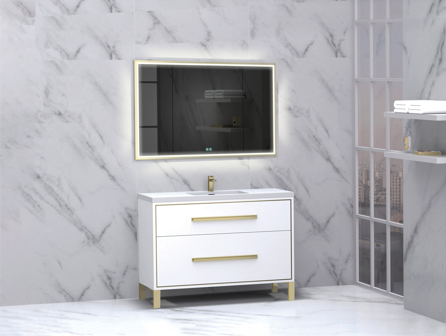 Pinnacle 48C" Free Standing Vanity Cabinet with L-Feet