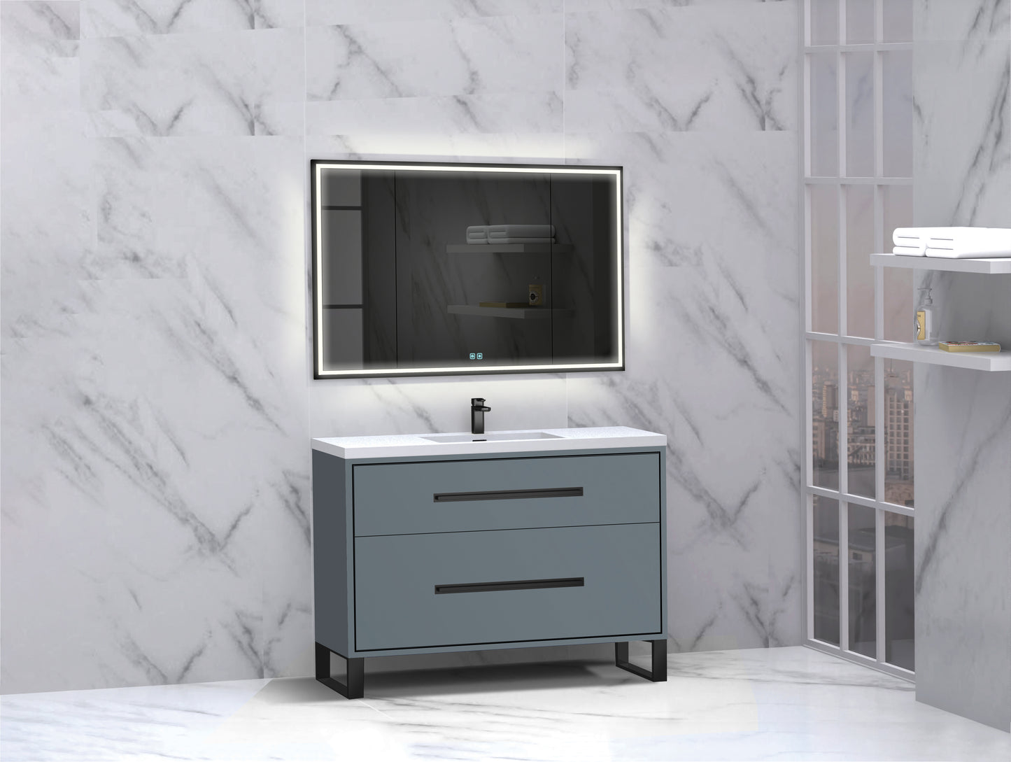 Pinnacle 48C" Free Standing Vanity Cabinet with S-Feet